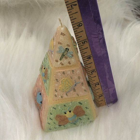 Vtg Green /Yellow /Brown Pyramid Drip Colored Candle(New, Not Used) - Picture 9 of 13